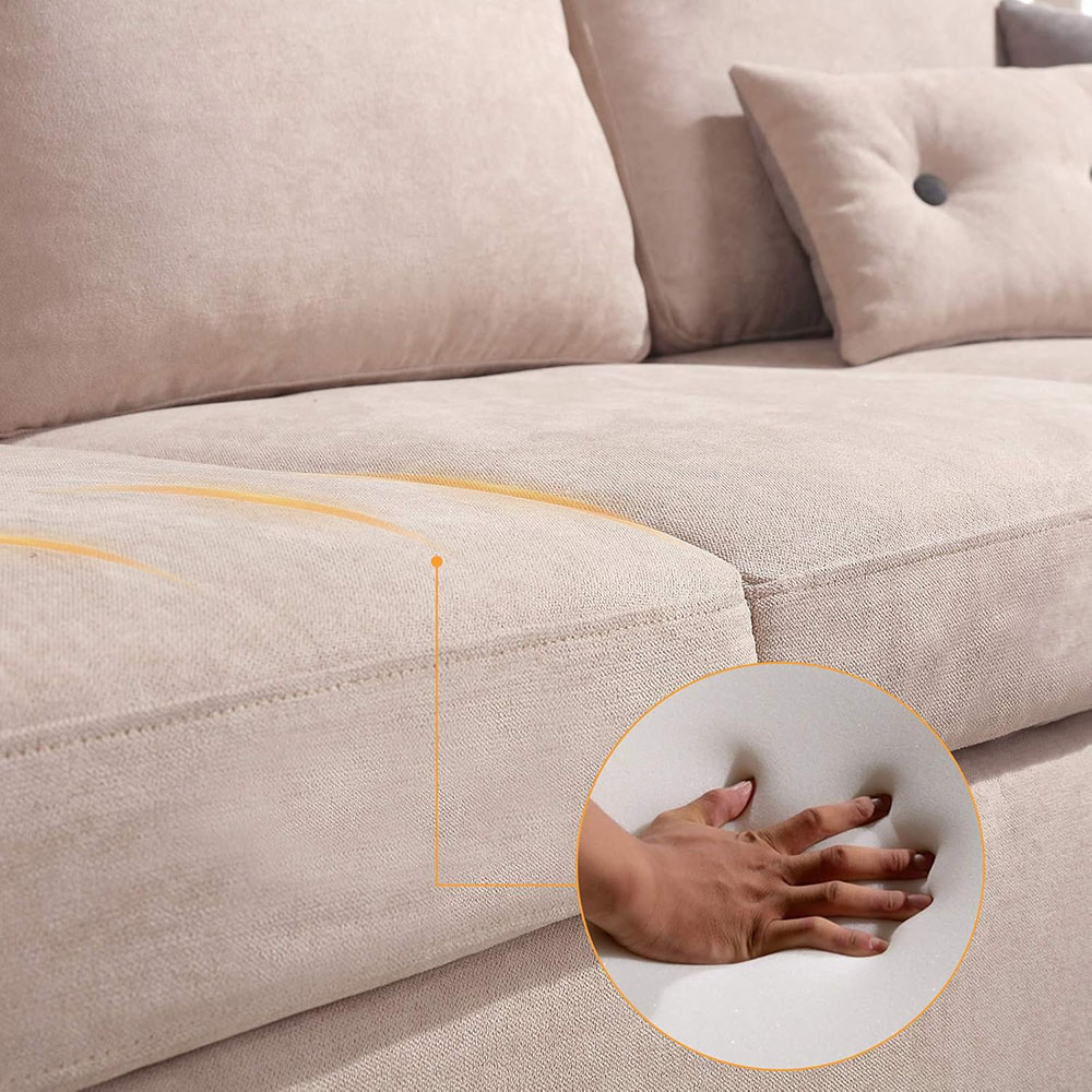 HONBAY L Shaped Couch with Linen Fabric,Convertible, Reversible Sectional Sofa