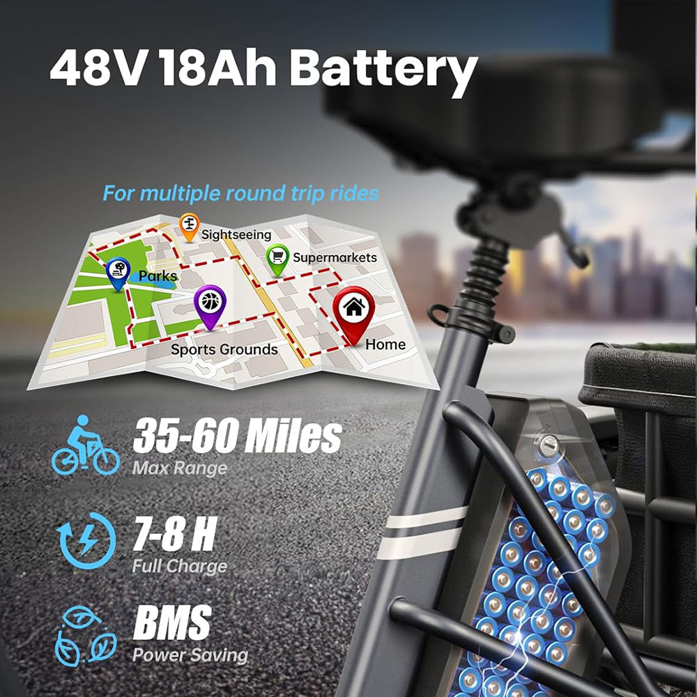 Electric Fat Trike 48V 1000W snowmobile Electric three-wheeled fat ebike 20-24inch