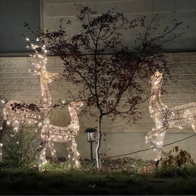 【Décor】【BS】3 Piece Christmas Deer Light Display Set