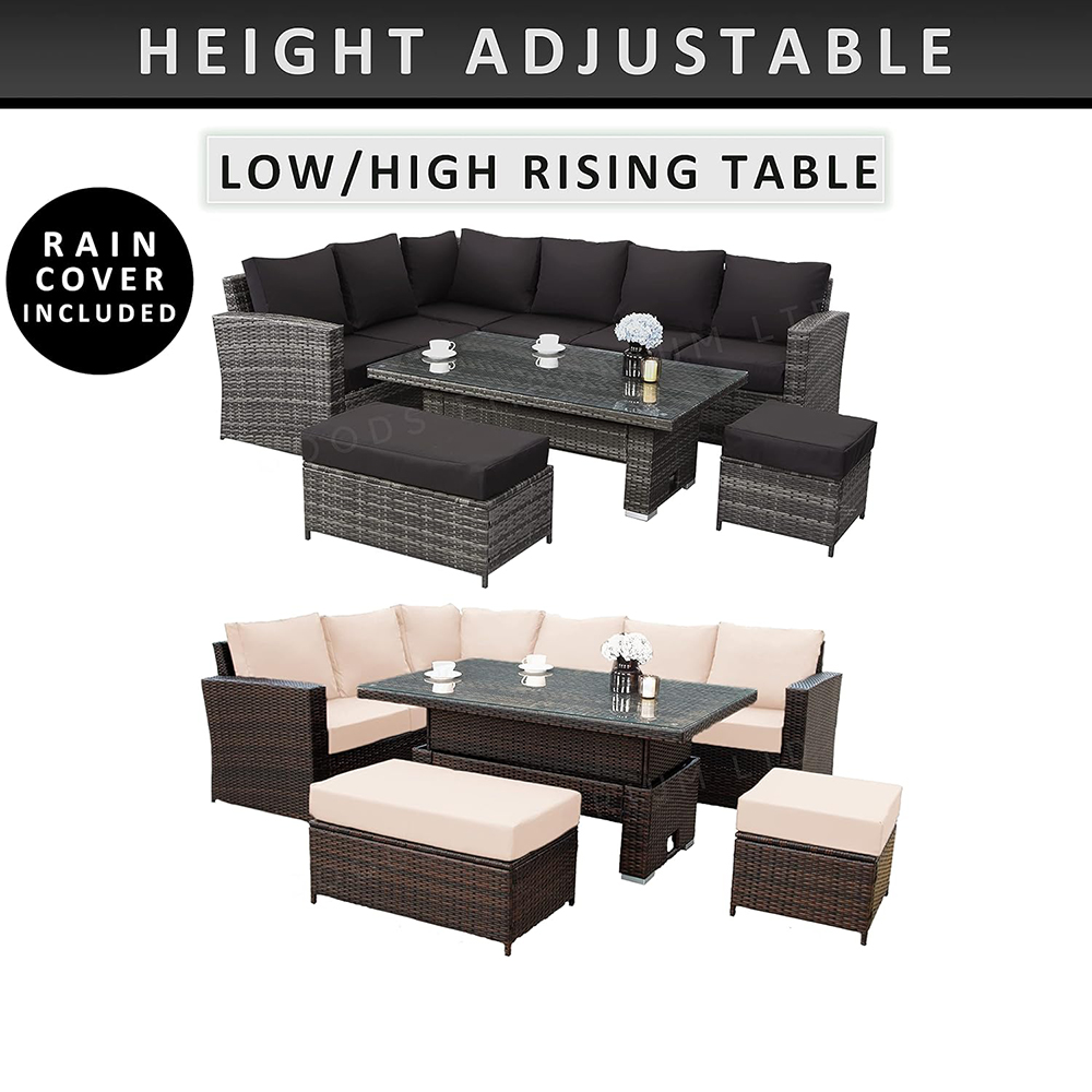 GOODS EMPORIUM 9-seater rattan garden furniture set