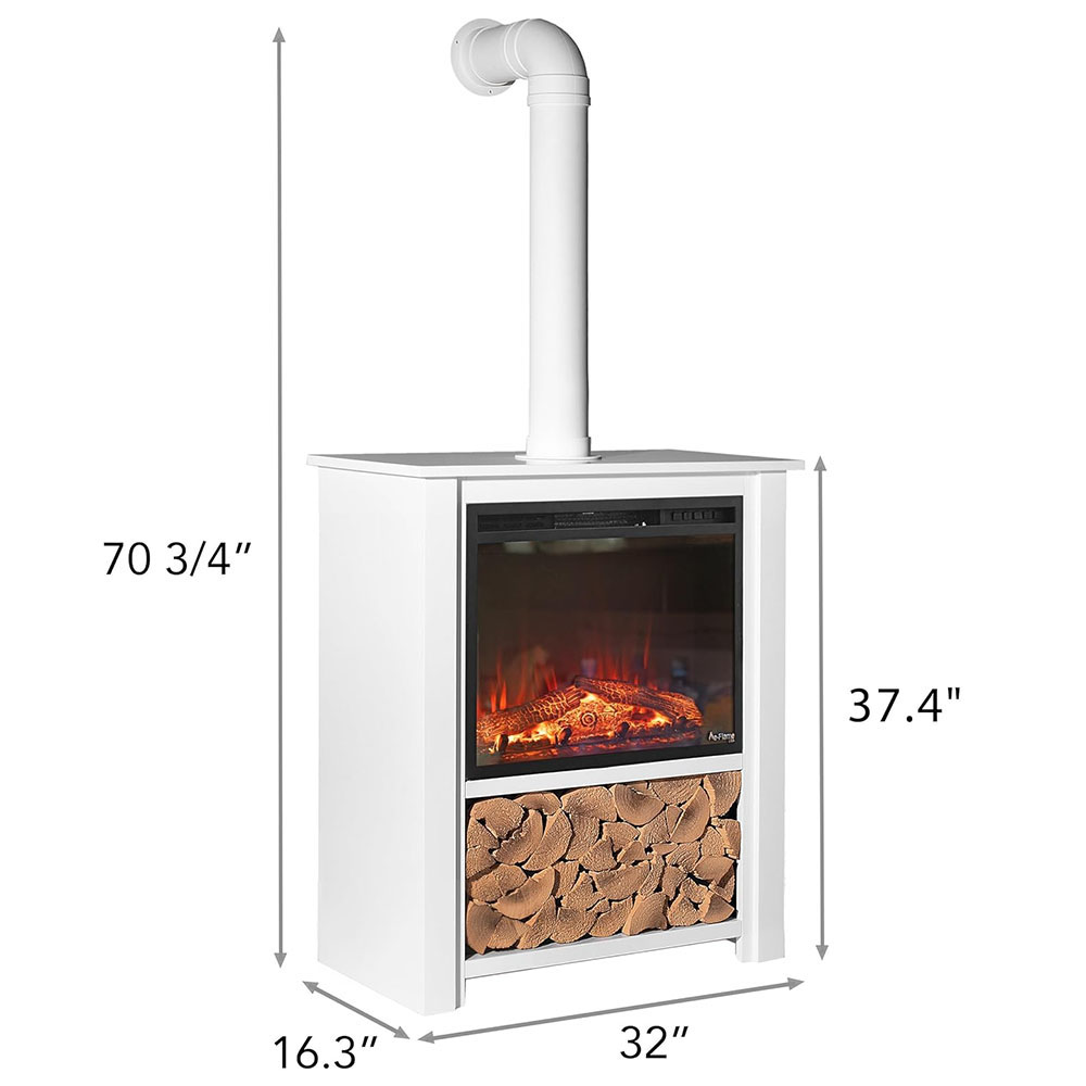 Innsbruck Electric LED Fireplace Stove - Décor Chimney Flue and Wood