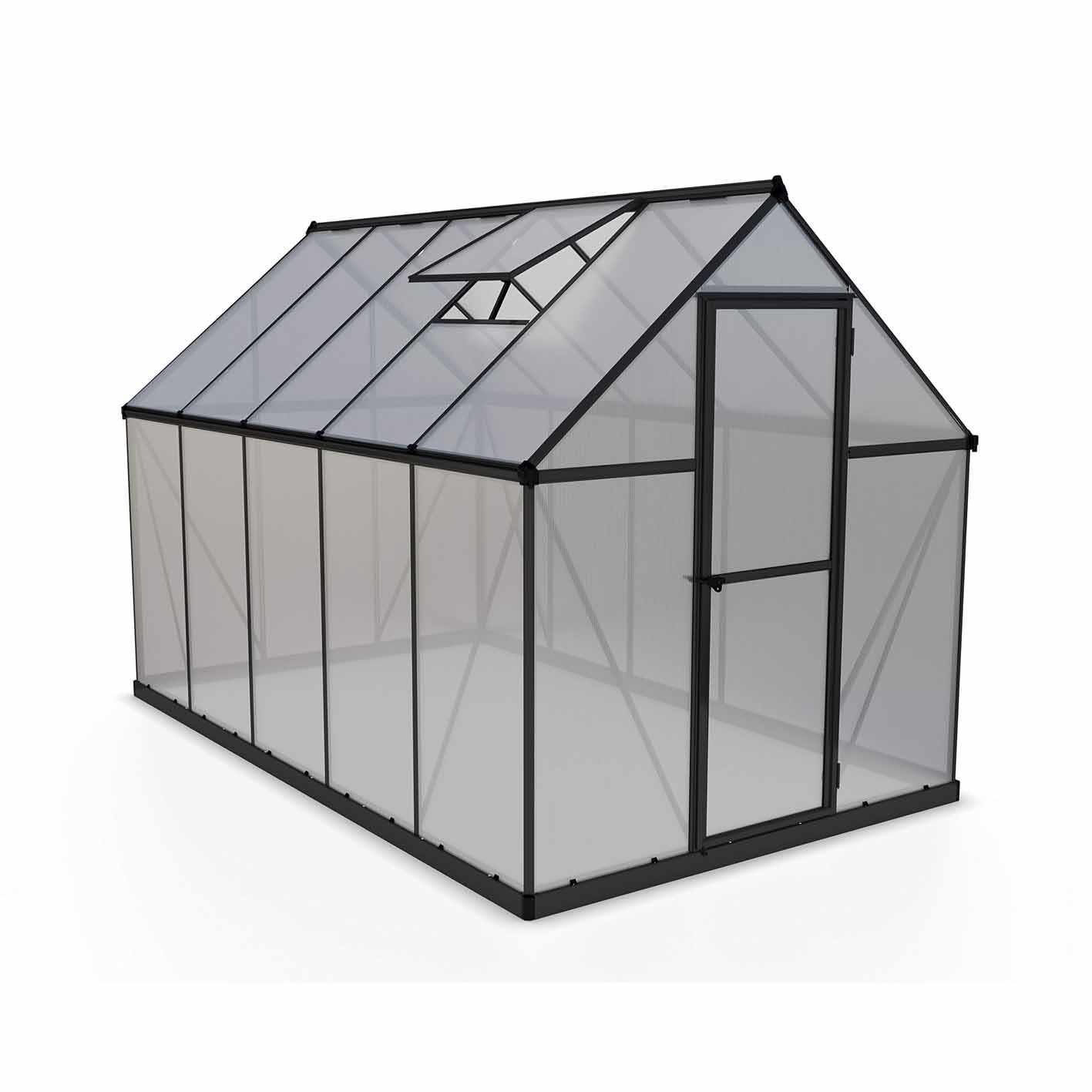 Palram Canopia Mythos 6x10 Silver Greenhouse -TwinWall Polycarbonate, Aluminum Frame, Base Included