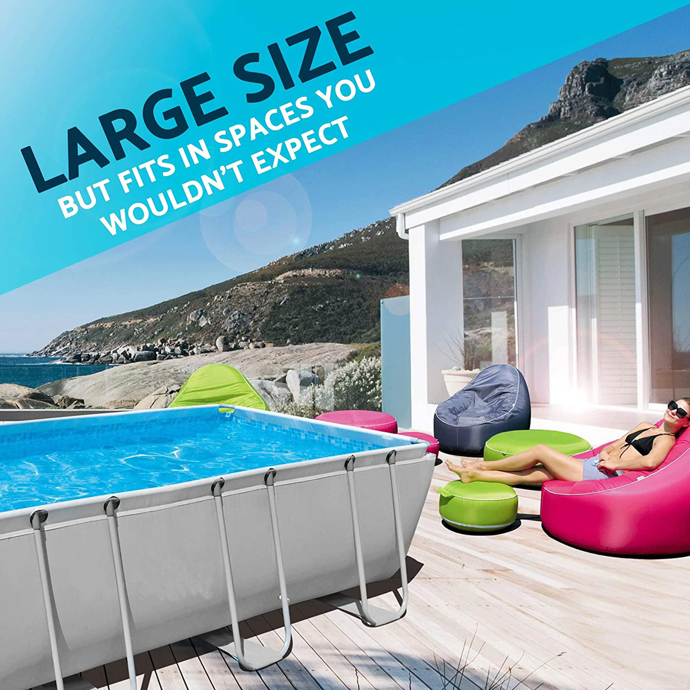 Dellonda 18ft Deluxe Steel Frame Swimming Pool | Rectangular with Filter Pump DL22