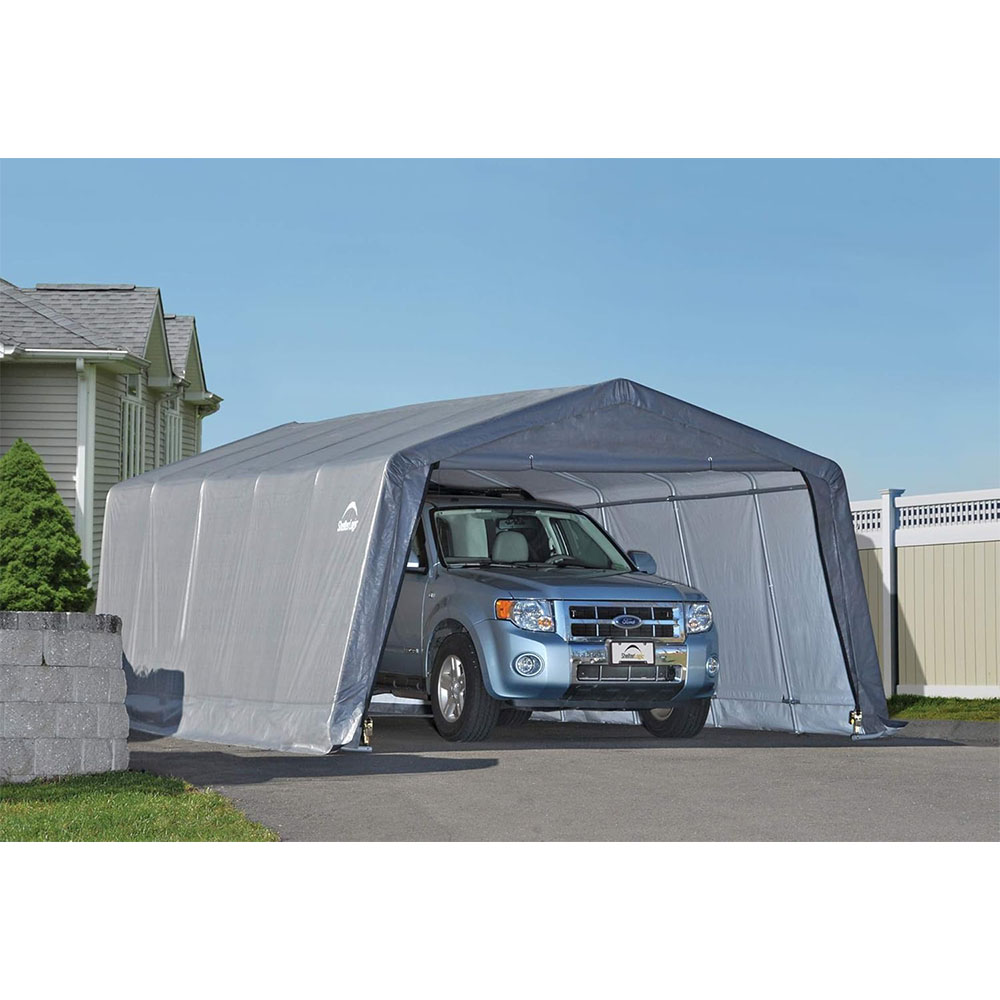 ShelterLogic Peak Style Garage-in-a-Box, Grey, 12 x 20 x 8 ft