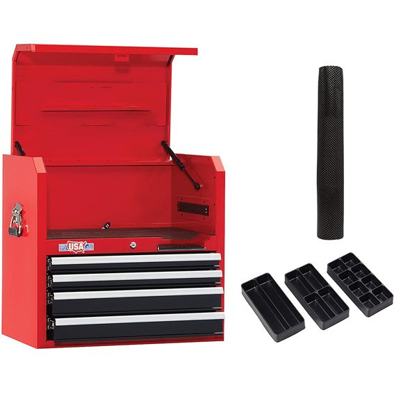 CRAFTSMAN tool cabinet with tool box, 26 inches, 9 drawers, combination with drawer liner roll and sleeve organizer