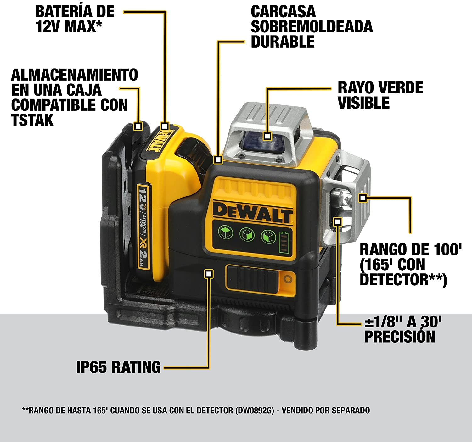 DEWALT DW089LG 12V 3 x 360 Green Beam Battery with DW0881T Laser Tripod