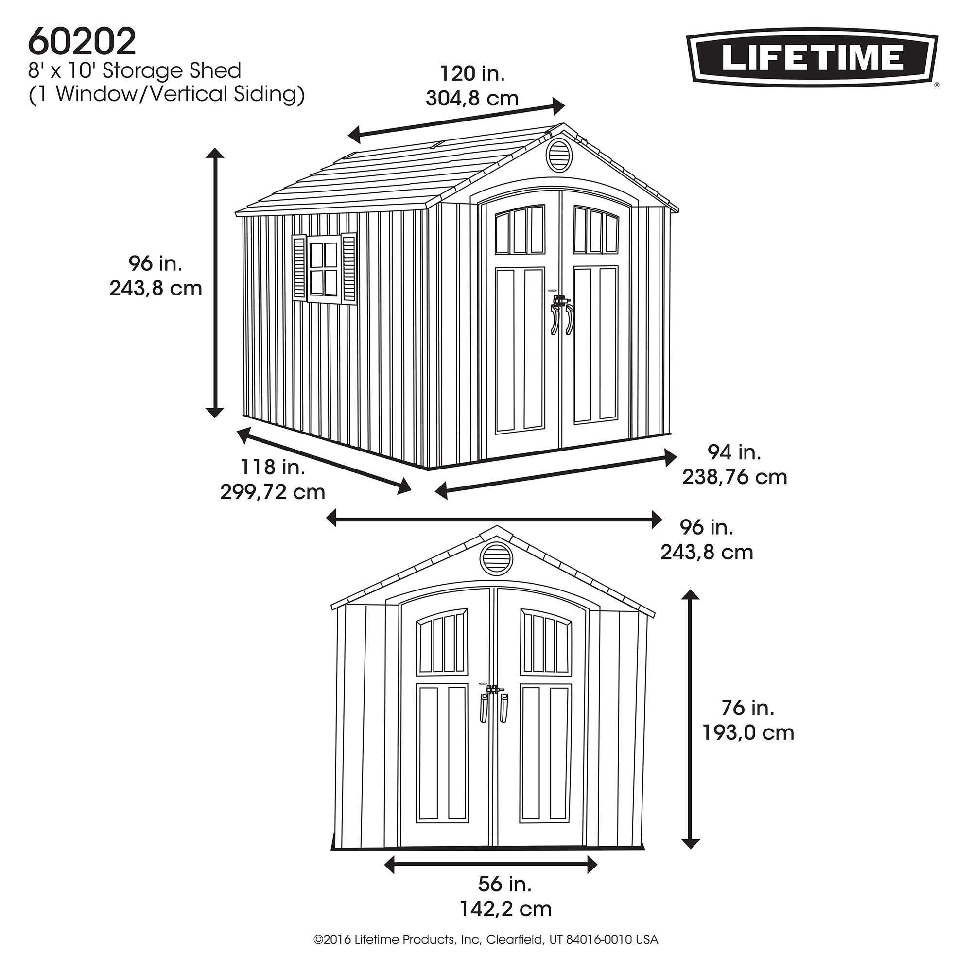 【Storage Shed】Lifetime 8x10 ft Outdoor Storage Shed