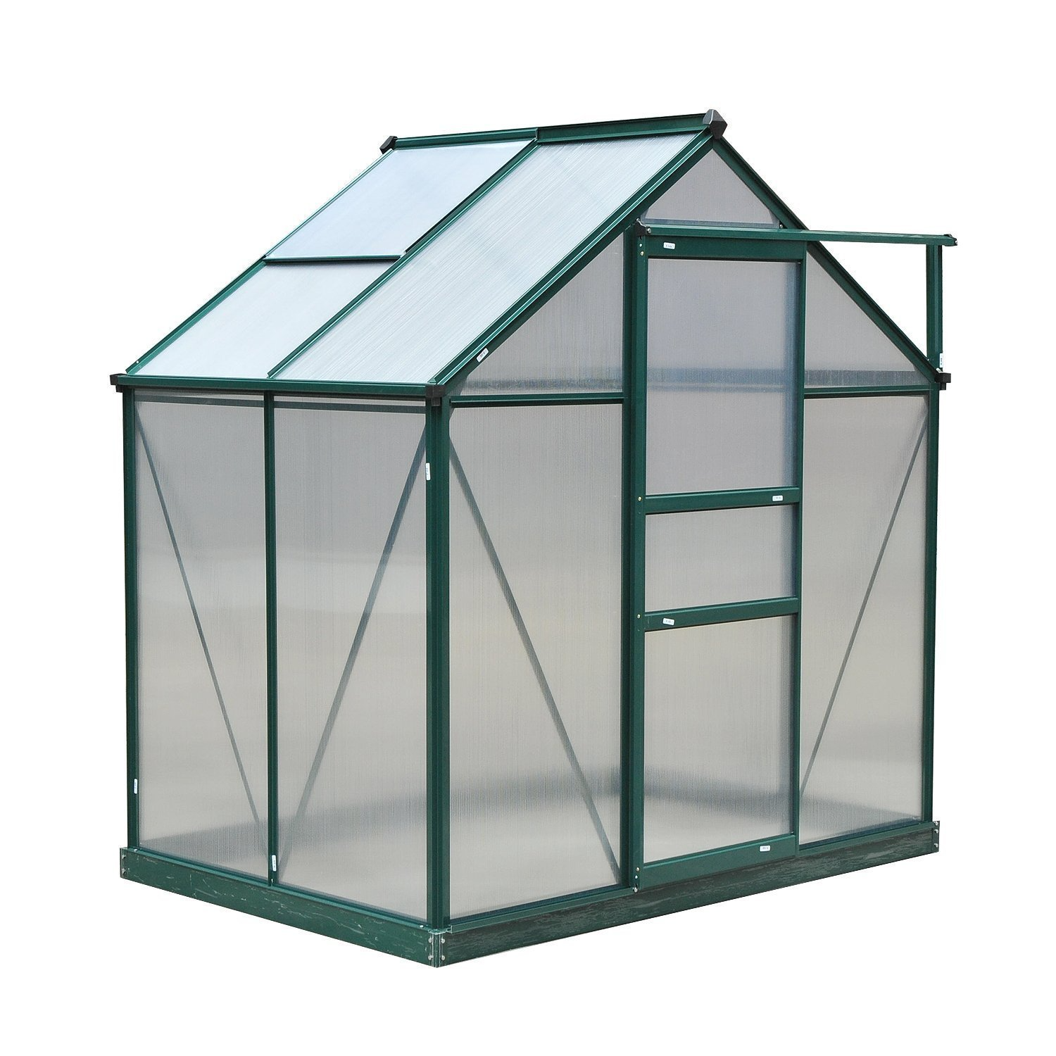 【Home&Garden】【BS】6'x4'x7' Polycarbonate Greenhouse Walk-in Plant Greenhouse for Backyard/Outdoor