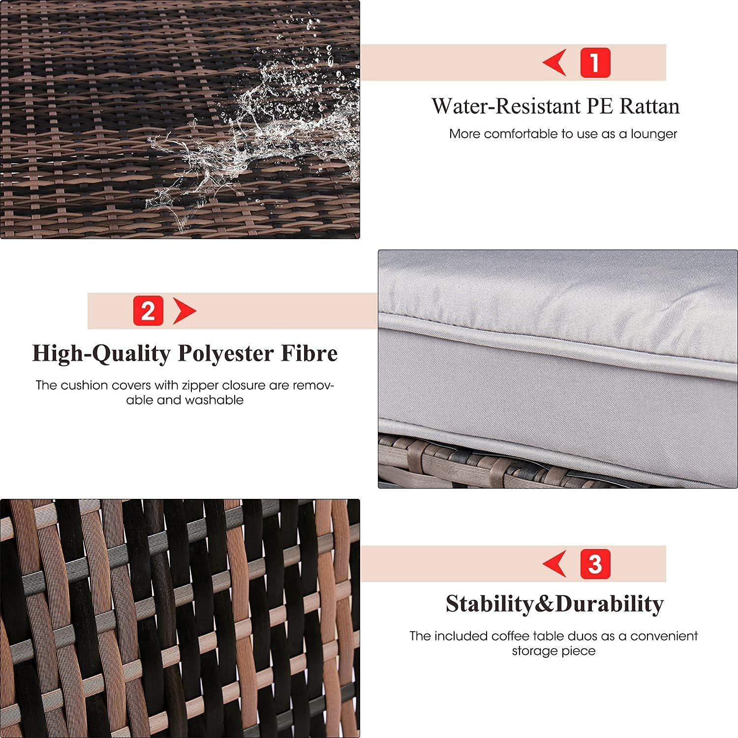 Garden Furniture Set 5PC Rattan Modular Corner Sofa Set Garden Corner Sofa Coffee Table