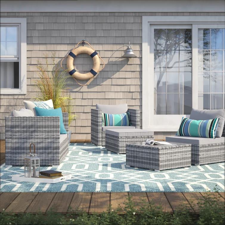 Cando Wicker/Rattan 5 - Person Seating Group with Cushions