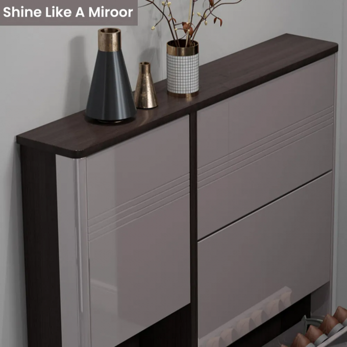 Ultra-thin Shoe Storage, 24 Pair Shoe Storage Cabinet with Stool for Hallway, Fully Assembled, Gray, 54”