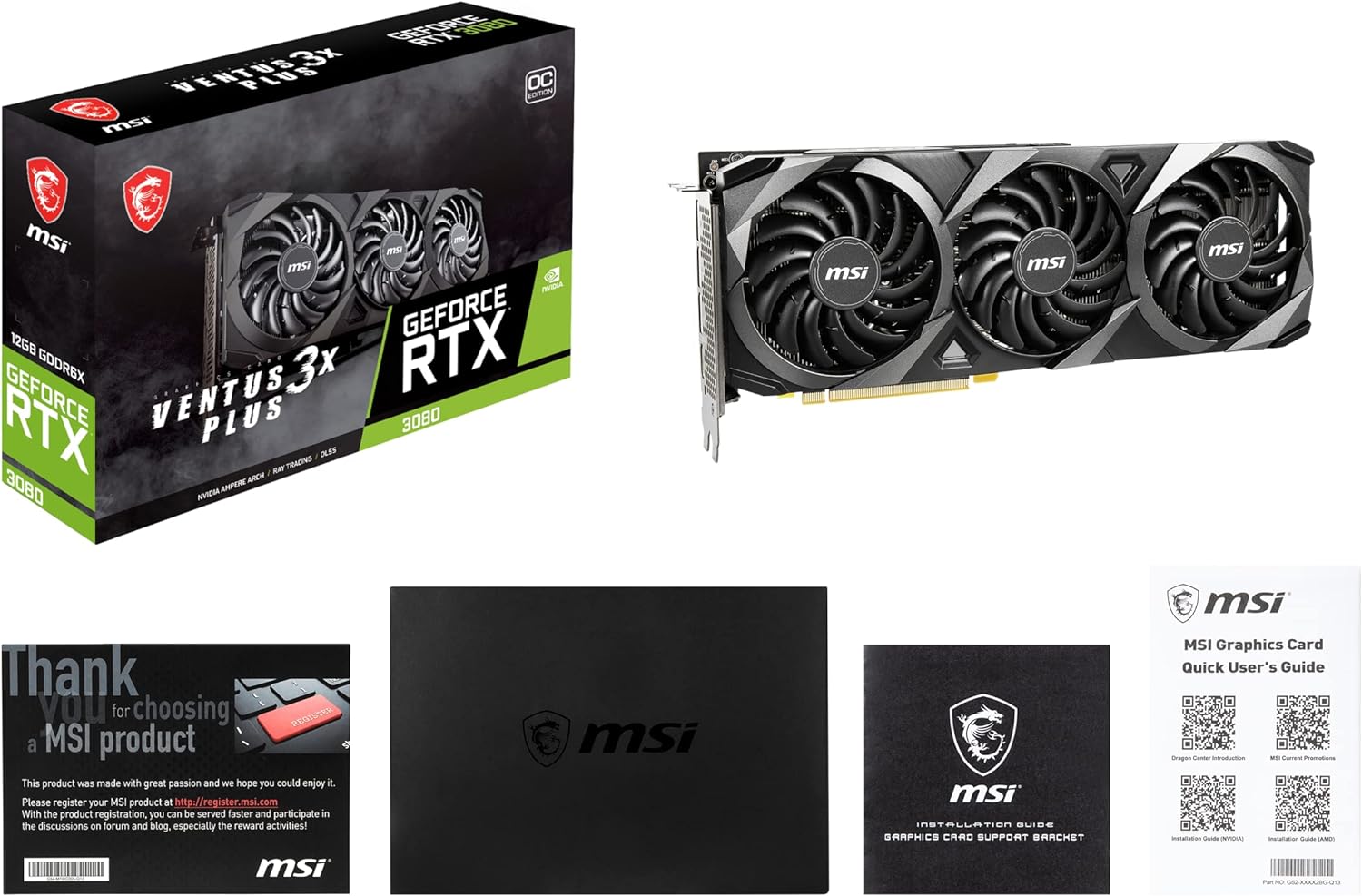 MSI GeForce RTX 3080 VENTUS 3X PLUS 12G OC LHR Gaming Graphics Card - 12GB GDDR6X, 1740MHz, PCI Express Gen 4, 384-bit, 3x DP v 1.4a, HDMI 2.1 (Supports 4K)