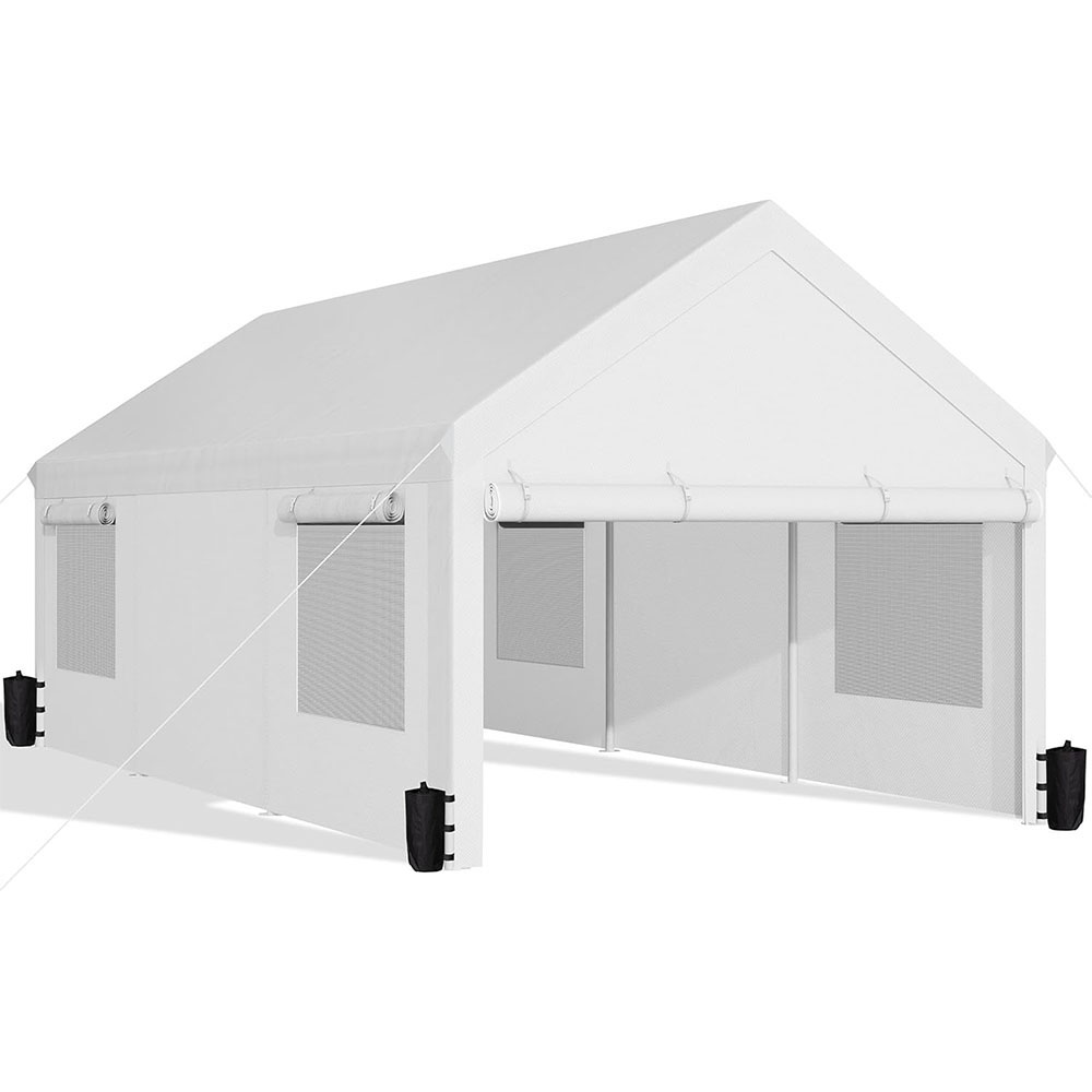 JAMFLY carport, heavy duty car canopy with roller shutters, portable garage