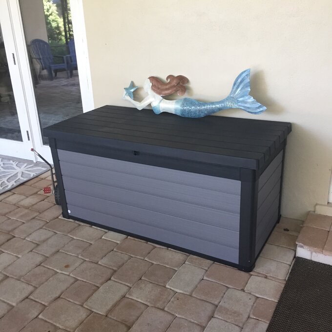 【Storage Shed】Winston Porter Arrion 150 Gallons Gallon Water Resistant Resin Lockable Deck Box in Dark Grey