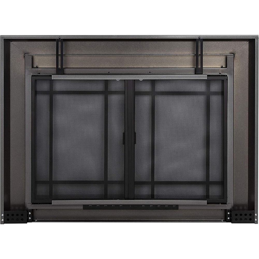Pleasant Hearth Edinburgh Glass Firescreen Gunmetal - Large