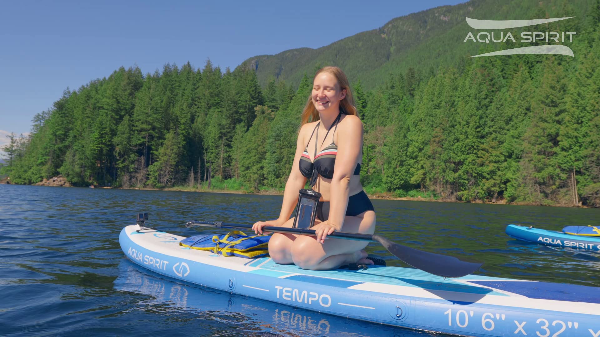 AQUA SPIRIT Inflatable Stand up Paddle Board SUP TEMPO Package | 10’6 x 32” x 6” | Adult Beginners/Experts | 120KG Limit | Paddle, Backpack, Pump, Go Pro Mount, Change Mat, Phone Case